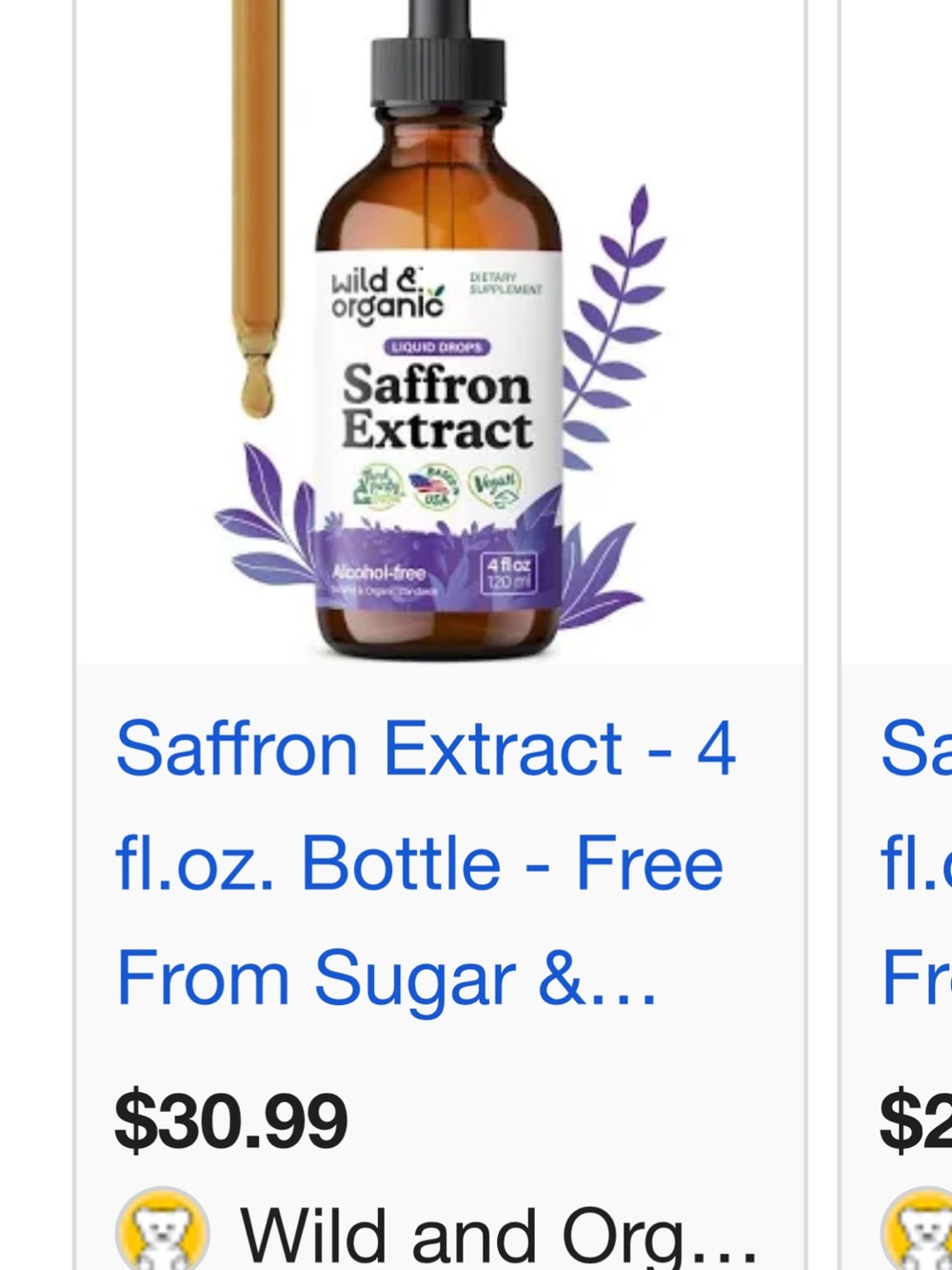 Saffron Extract Liquid Drops - Purple / Amber